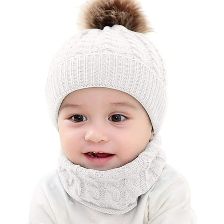 

Zukuco 2PCS Kids Winter Hats for Toddlers Baby Winter Beanie Hat Scarf Gift for Boys Girls