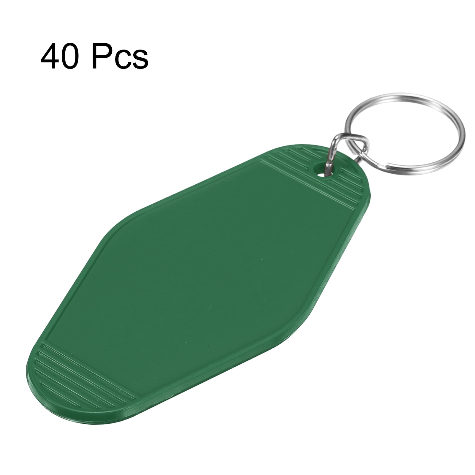 Uxcell 40Pcs Hotel Keychains Blank, Vintage Plastic Rhombus Motel Keychains Hotel Key Tags Key Rings, Deep Green