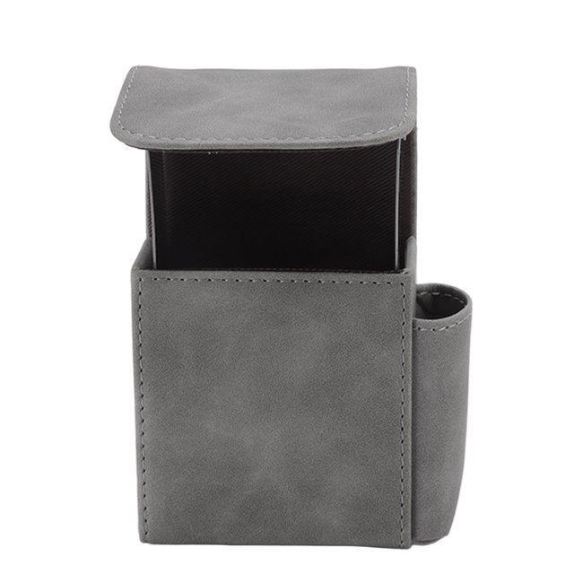 Estuche para cigarrillos de PU con soporte para encendedor, 20 paquetes, diseño de billetera para hombres, herramientas para fumar, gris