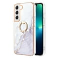 thumbnail image 4 of Marble Pattern Case for Samsung Galaxy S23 Plus, Diamond Rotated Ring Holder Kickstand Slim Fit Cover with Electroplated Frame All-Inclusive Lens Protection Anti-Shock Case, White, 4 of 4