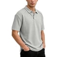 thumbnail image 4 of Breeze Polo Shirts for Men Beer Belly Texture Stretchy Quick Dry Golf Shirt Summer Casual Short Sleeve Collared Top,XXL,Light Gray, 4 of 6
