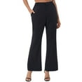 thumbnail image 3 of MSemis Women's Solid Color High Waisted Pockets Work Office Trousers Wide Leg Pants, 3 of 4