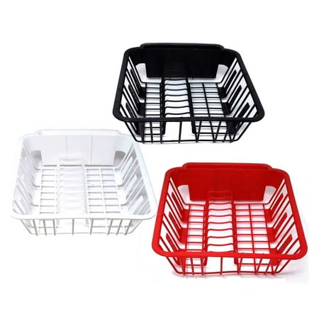 Red Dish Rack BPA Free Small Dish Drainer Kitchen Sink Rack With Cup Spoon Holders for Home Sink Organizers,easy To Clean-Assorted Colors ()