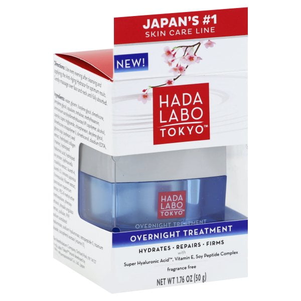 Hada Labo Tokyo Anti-Aging Overnight Treatment, Hyaluronic Acid Night Cream - 1.76oz
