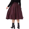 thumbnail image 3 of Agnes Orinda Women's Plus Size Halloween Outfits School College Vintage Christmas Plaid Skirt High Waist Casual Party A Line Flared Swing Pleated Midi Skirts with Pockets 4X Red, 3 of 6