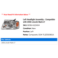 thumbnail image 2 of Left Headlight Assembly - Compatible with 2006 Lincoln Mark LT, 2 of 2
