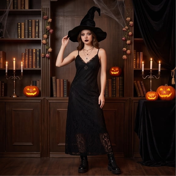 Halloween Velvet Witch Hat for Women, Wrinkled Pointed Cap with Wide Brim & Soft Plush Texture — Cosplay Accessory for Parties Black One Size