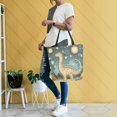 thumbnail image 4 of FORMRS Womens Canvas Tote Bag with Zipper Inner Pocket Shoulder Handbag, Dinosaur with Stars, 4 of 7