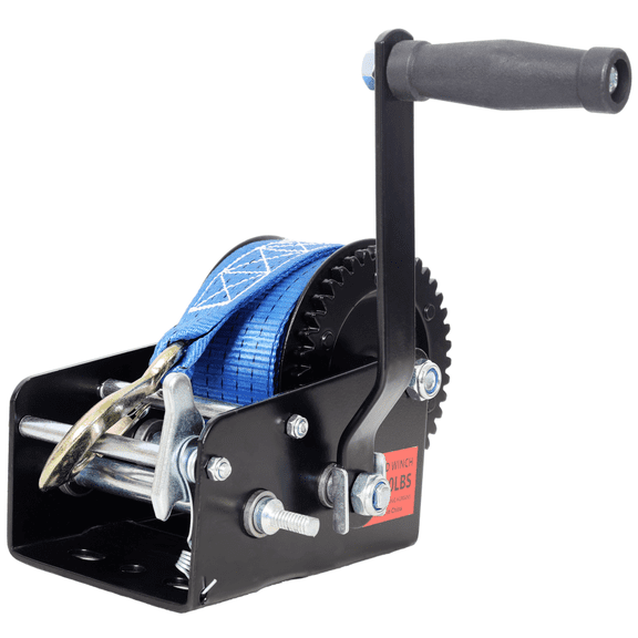 3500LB Hand Winch with Blue Strap Manual Ratchet for Trailer Boat ATV