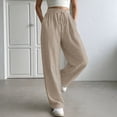 thumbnail image 6 of Admvng Women's Striped Pants Drawstring Waist Wide Leg Summer Lightweight Textured Trousers with Pockets, 6 of 7