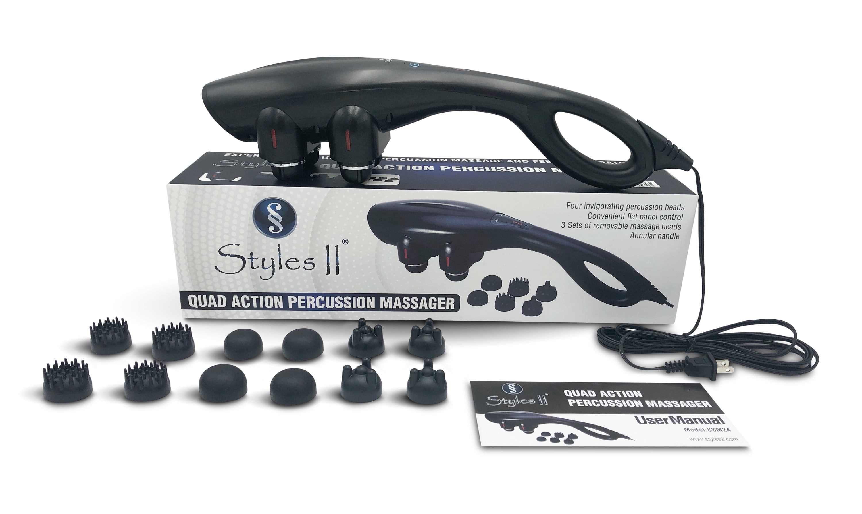 Styles II Infrared Percussion 11-in-1 Body Massager - Great At-Home Spa  Machine for Neck, Back, Shoulder, Waist, Feet - Suitable for All, Comes  with 11 Pcs Massage Head Attachments 