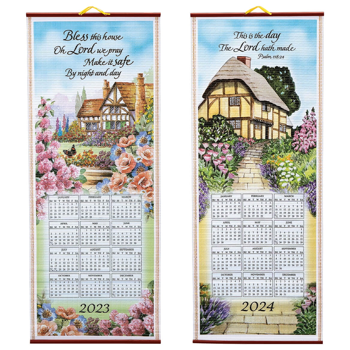 DualSided 2 Year Scroll Calendar, Bless This House Design Ideal for