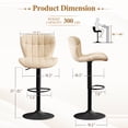 thumbnail image 3 of Furniliving Bar Stools Set of 2, Faux Leather Modern Swivel Bar Chairs, Upholstered Counter Height Barstools with Back for Bar, Kitchen Island, Dining Room, Beige, 3 of 12