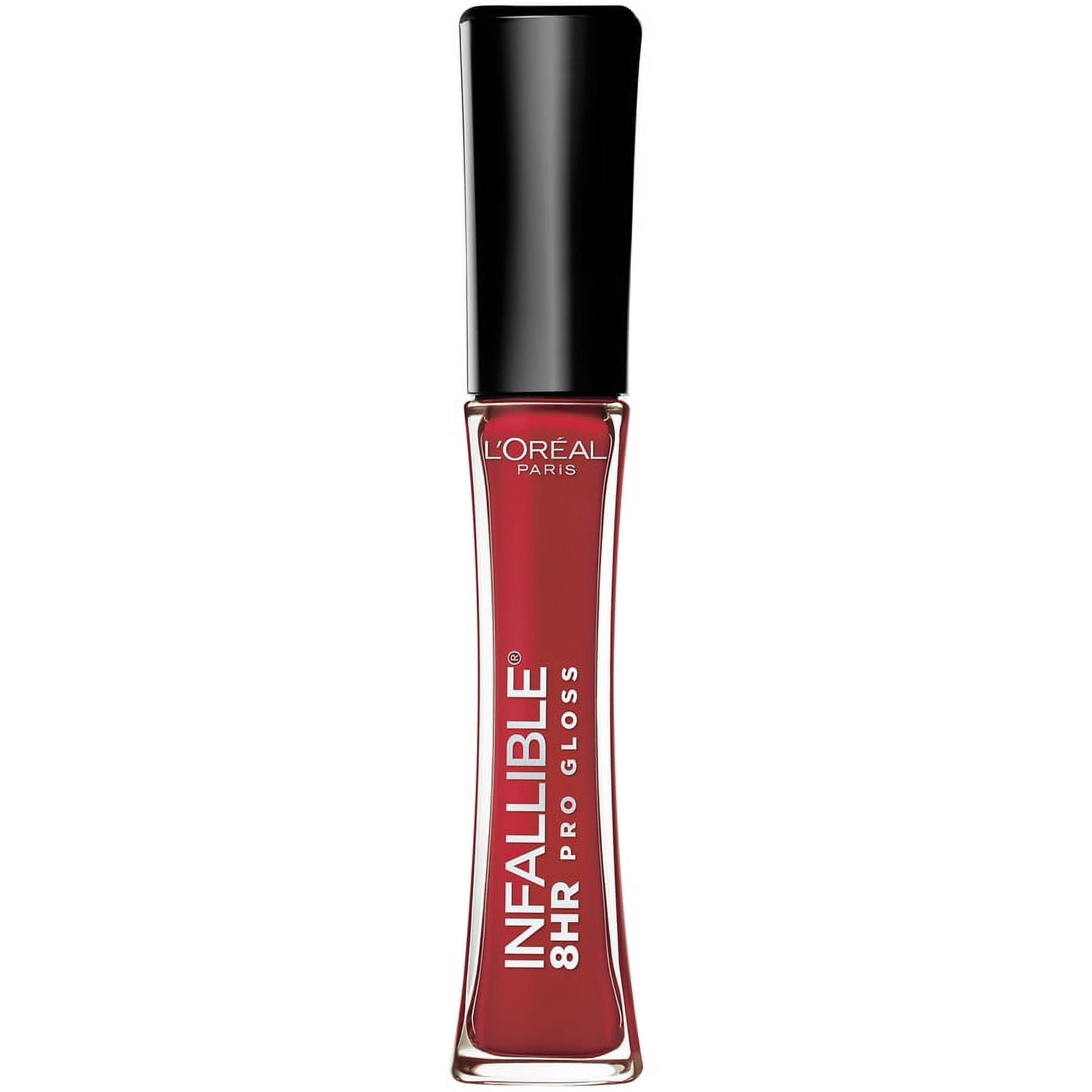 (2 pack) L'Oreal Paris Infallible 8 Hour Liquid Pro Lip Gloss, Hydrating, Rebel Red, 0.21 fl oz