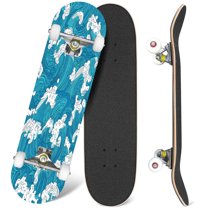 31'' Complete Skateboard 7 Layer Canadian Maple Double Kick Deck Skateboards waves japanese style Skate Board for Beginner Adult Gifts