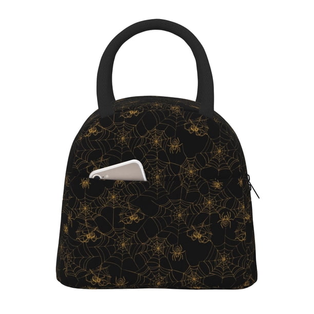 Balery Gold Spiders And Cobwebs Bolsa de Almuerzo para Mujeres, Caja de Almuerzo, Bolsa de Almuerzo Pequeña Impermeable, Tote de Almuerzo Reutilizable con Gran Capacidad