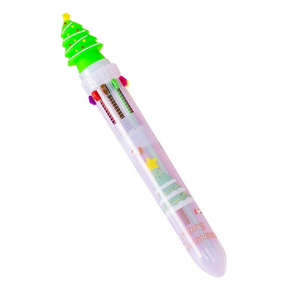 H Christmas Tree Themed 10 In 1 Multicolor Pen With Push Type For Writing And Gifts