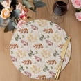 thumbnail image 3 of Orange Green Yellow Botanical Round 13 Inch Placemats Set of 4, Fall Maple Leaf Rustic HeatResistant Non Slip Place Mats for Dining Table, Wipeable Braided Kitchen Table Mats for Housewarming, 3 of 9