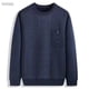 thumbnail image 4 of Suéter de invierno para hombres de mediana edad y mayores, suéter combinado más suéter de cuello redondo acolchado de terciopelo, 4 of 6