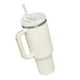 thumbnail image 4 of Taza de vacío de 40oz de capacidad Ultra grande, taza aislada color crema con tapas, pajitas para oficina, viajes, escuela, 4 of 10