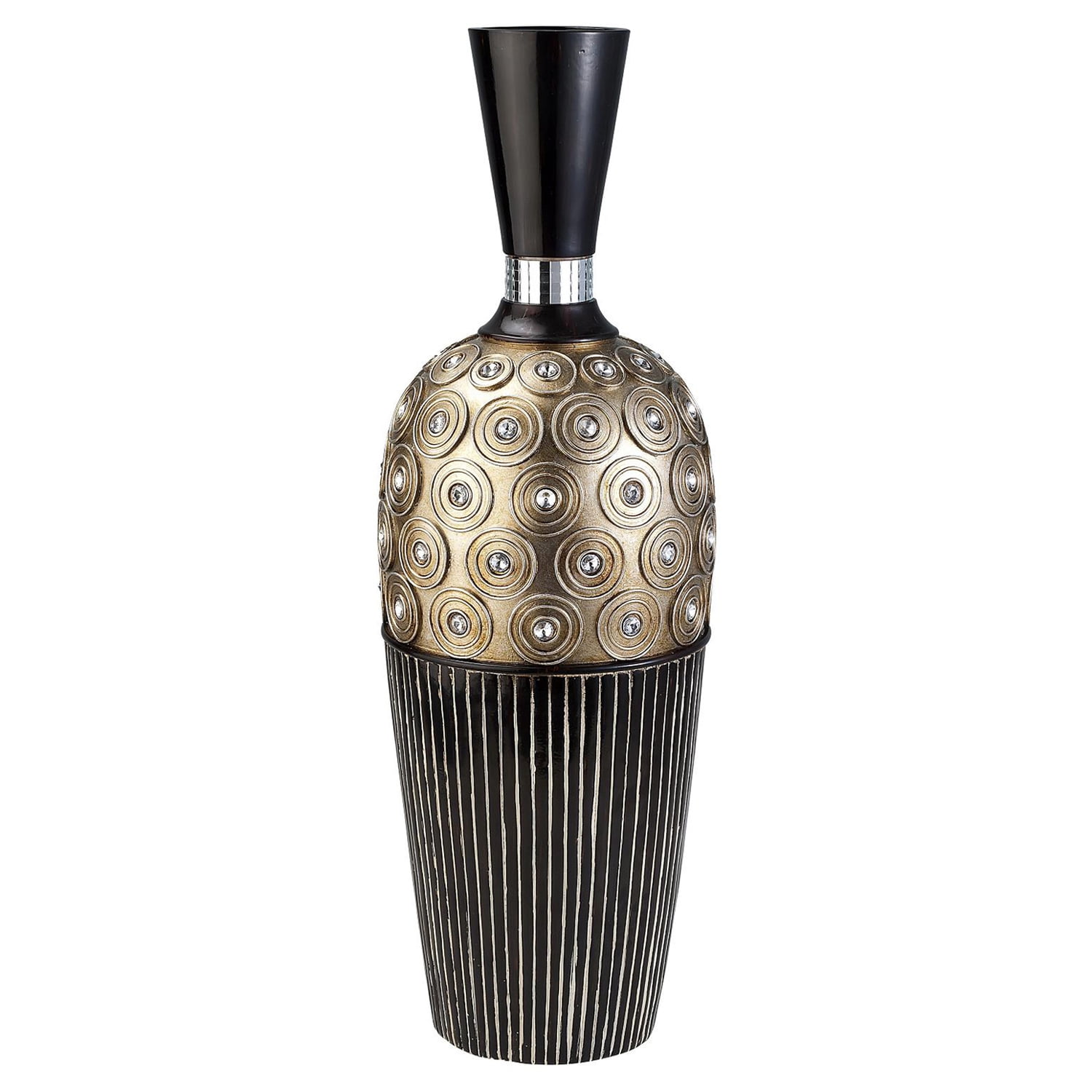 ORE International 20"H Traditional Black And Gold Decorative VaseSize