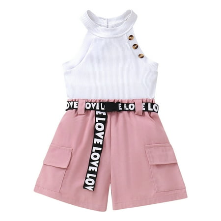 

Baby Girls Clothing Sets Solid Color O-Neck Sleeveless Summer Tops And Shorts Outfits Clothes Clothes Lovely Holiday Sports Fashion Sets