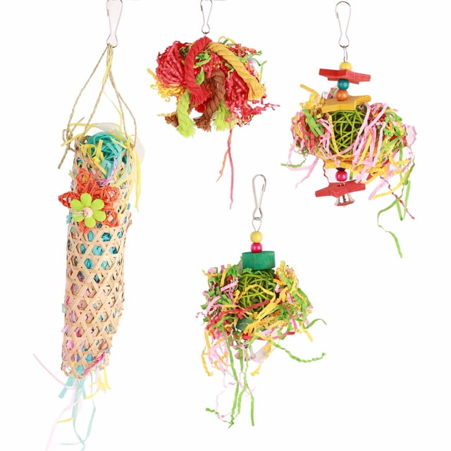 Colorful Parrots Paper Toy,Bird Shredding Toy Set Hanging Bird Foraging Toy Bird Cage Toys Ultimate Reliability