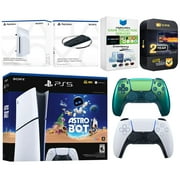 Sony PlayStation 5 Astro Bot Slim Digital Bundle with Disc Drive, Extra Controller, Vertical Stand, MightySkins Game Collection Services and 2 Year Extended Warranty - Chroma Teal