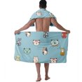 thumbnail image 7 of Colevkie Men's 2 Pcs Cats Theme Shower Skirt & Bath Towel Set Soft and Absorbent Bath Wrap Set Polyester Quick Drying for Home Spa Sauna Beach, 7 of 7