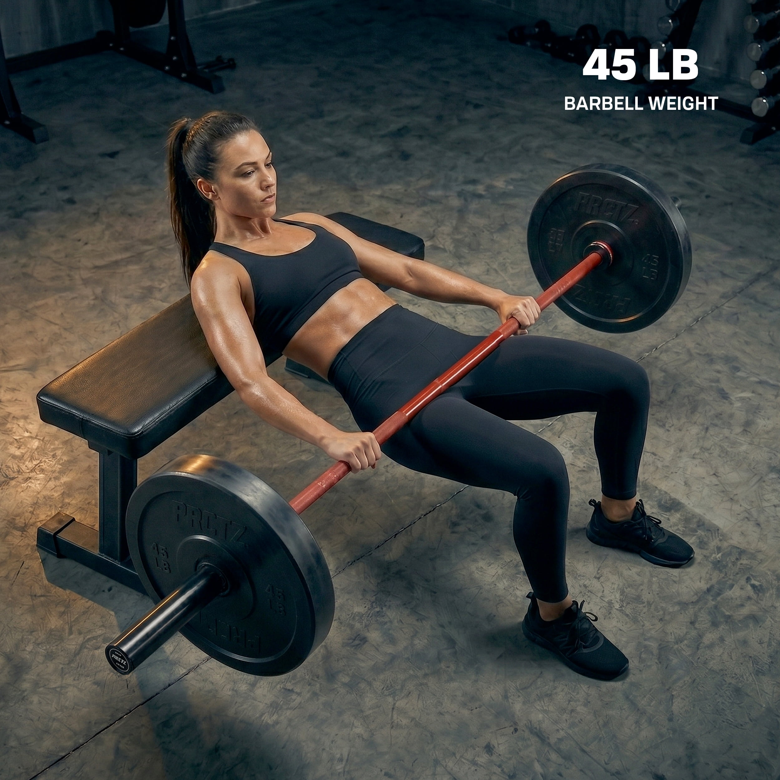PRCTZ 7ft All Purpose Olympic Barbell, Weightlifting and Powerlifting 45lb, Olympic Bar, 1500 lbs Capacity, Fits 2” Standard Weights