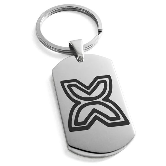Stainless Steel Aztec Freedom Rune Engraved Dog Tag Keychain Keyring