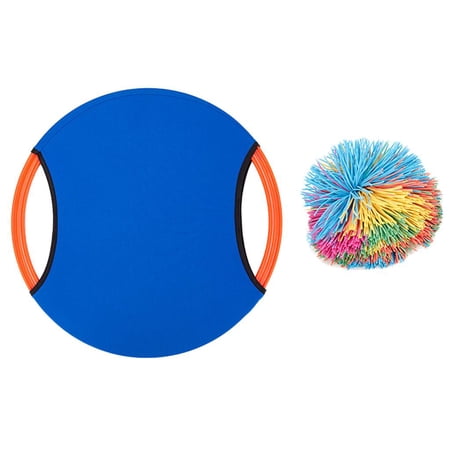 Outdoor Trampoline Paddle Ball Bouncy Disk Game for Lawn & Pool - Throw, Toss & - Kids & Adults Blue