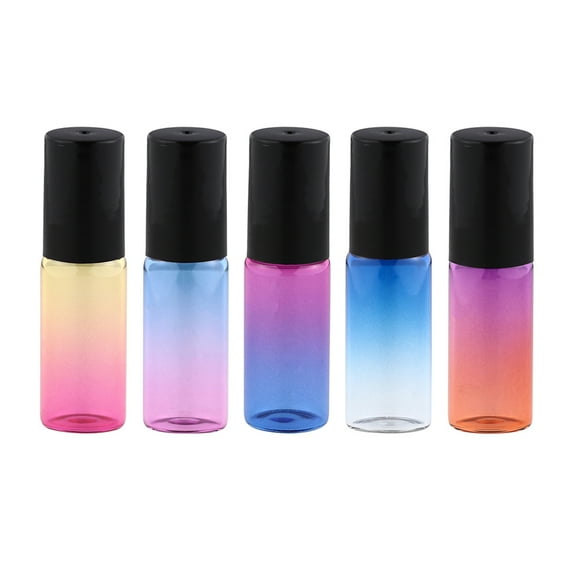 5PCS 5ML Roll-On Bottles Gradient Color Roller Bottles Portable Glass Roller Balls Bottles Refittable Glass Roller Bottles for Home Travel Use