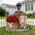 thumbnail image 5 of YIQMI Orange Tabby Cat and Rabbit Garden Statue with Solar LED Lamp, Outdoor Resin Tree Stump Planter Pot with Welcome Sign for Patio, Lawn, 5 of 7