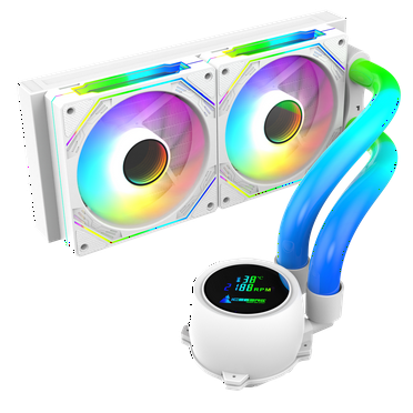Iceberg Maximus 240 high-Performance Gaming PC aRGB Liquid Cooling, Water Cooler for CPU Intel or AMD with 240mm Radiator and Two RGB 120mm Fans (White)