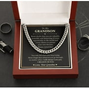 DESIGNFULLPRINT Grandson Gift from Grandma, Grandson Cuban Link Chain Necklace, Meaningful Gift for Grandson