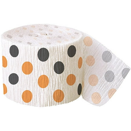 Orange and Black Polka Dot Halloween Party Streamer