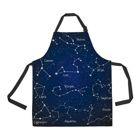 

ABPHQTO Set Zodiac Constellations Space Stars Apron Home Kitchen Apron with Pockets