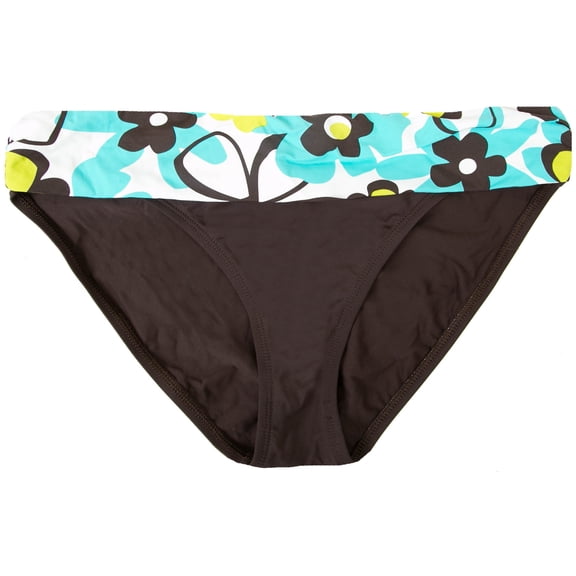 La Blanca Women's Brown with Cinched Multi Retro Flower Print Waist Bikini Swim Bottom