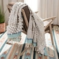 thumbnail image 2 of SAFAVIEH Popper Striped Geometric Tassel Fringe Throw, 50" x 70", Multi/Blue/Natural, 2 of 7