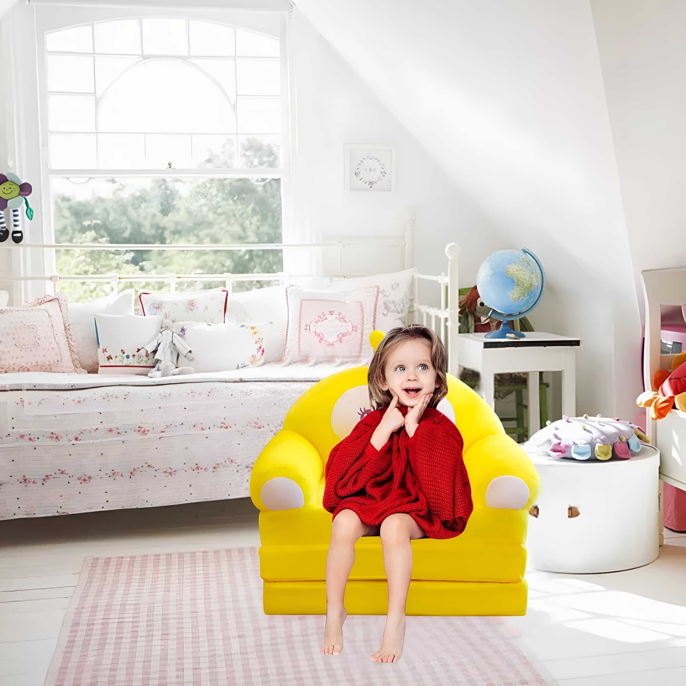 XIBUFE Kids Foldable Sofa Bed 2 in 1 Princess Chair without Liner Filler