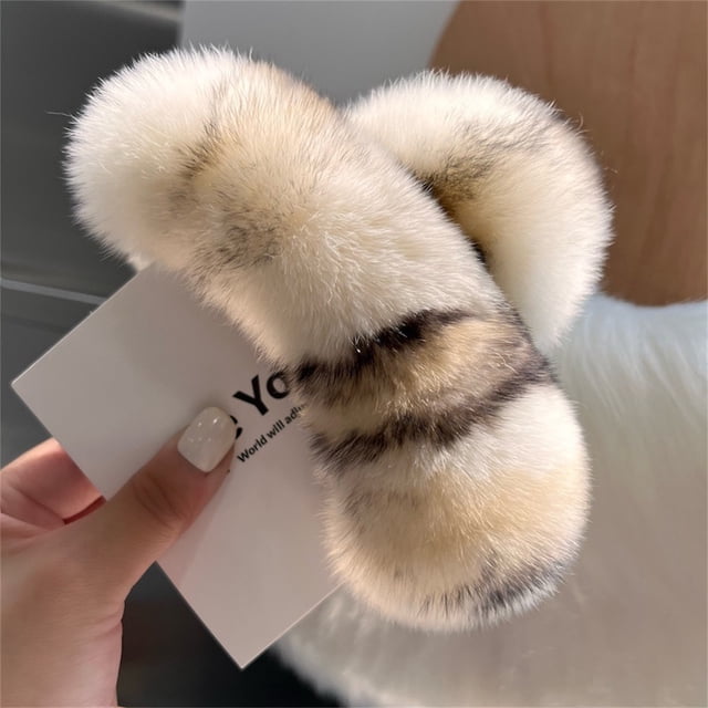 Fiudx Horquilla de Pelo Peluda, Pinza de Lana Cálida, Elegante Accesorio Peludo, Horquilla de Agarre Grande, Pinza para El Pelo con Diseño Antideslizante, Moda Otoño-Invierno, Regalo para Mujeres y N
