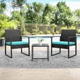 thumbnail image 7 of Devoko 3 Pieces Clearance Outdoor Patio, Bistro Set PE Rattan Cushioned Chairs Set Bistro Chairs with Table, Blue, 7 of 7