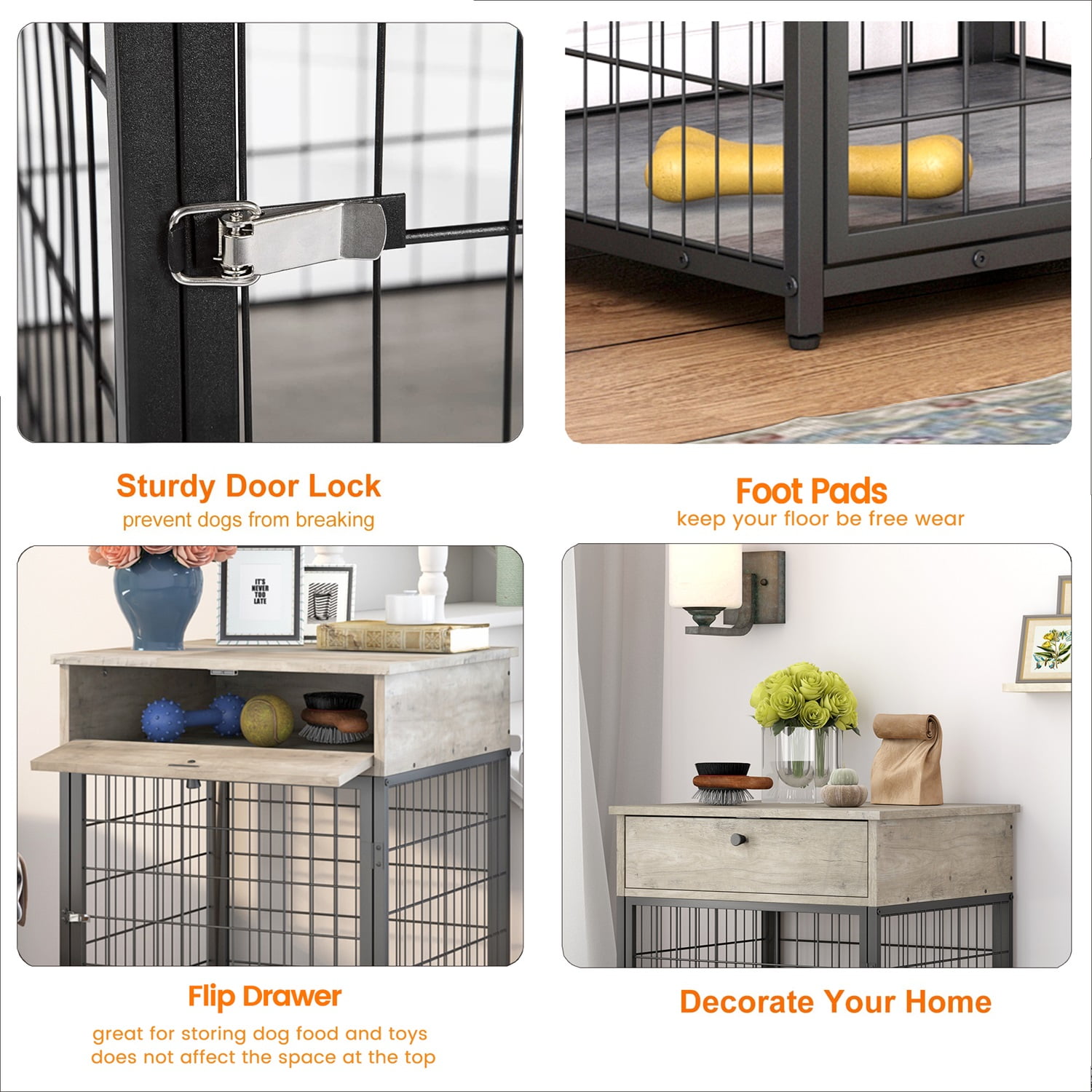 Pefilos 31" Furniture Style Dog Crate with Rotatable Feeding Bowl, 2 Anti-Escape Doors, Indoor Pet Kennel Dog Cage for Medium Dogs, Beige Pefilos 31" Furniture Style Dog Crate with Rotatable Feeding Bowl, 2 Anti-Escape Doors, Indoor Pet Kennel Dog Cage for Medium Dogs, Beige