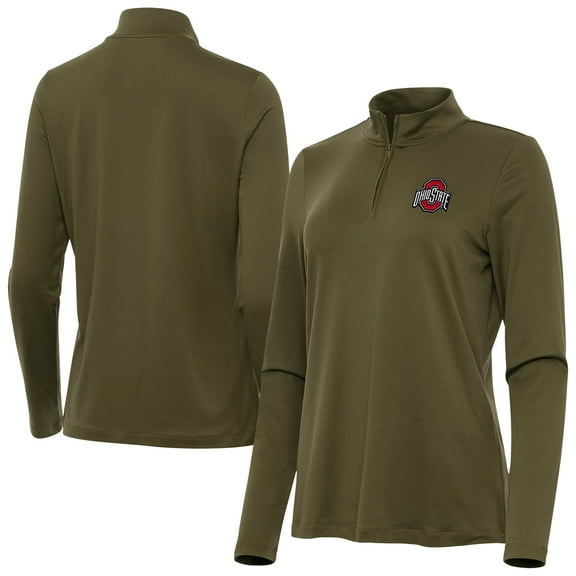 Women's Antigua  Olive Ohio State Buckeyes Reprocess Quarter-Zip Top