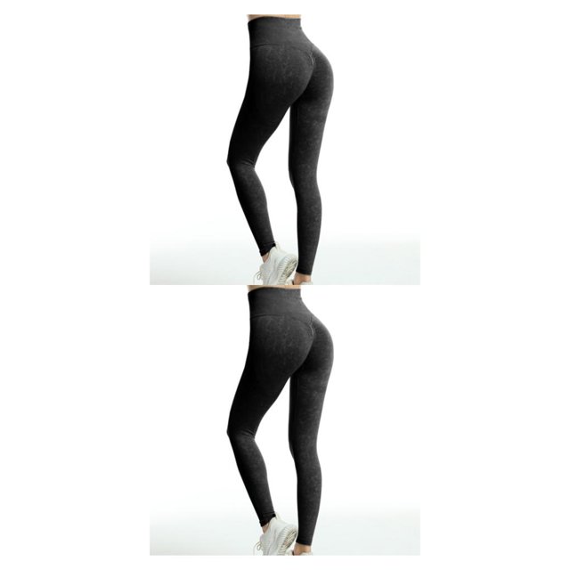 Minnieouse Pantalones elásticos de cintura alta para mujer, pantalones deportivos de entrenamiento para gimnasio en casa para niñas, pantalones Negro S 2Conjunto