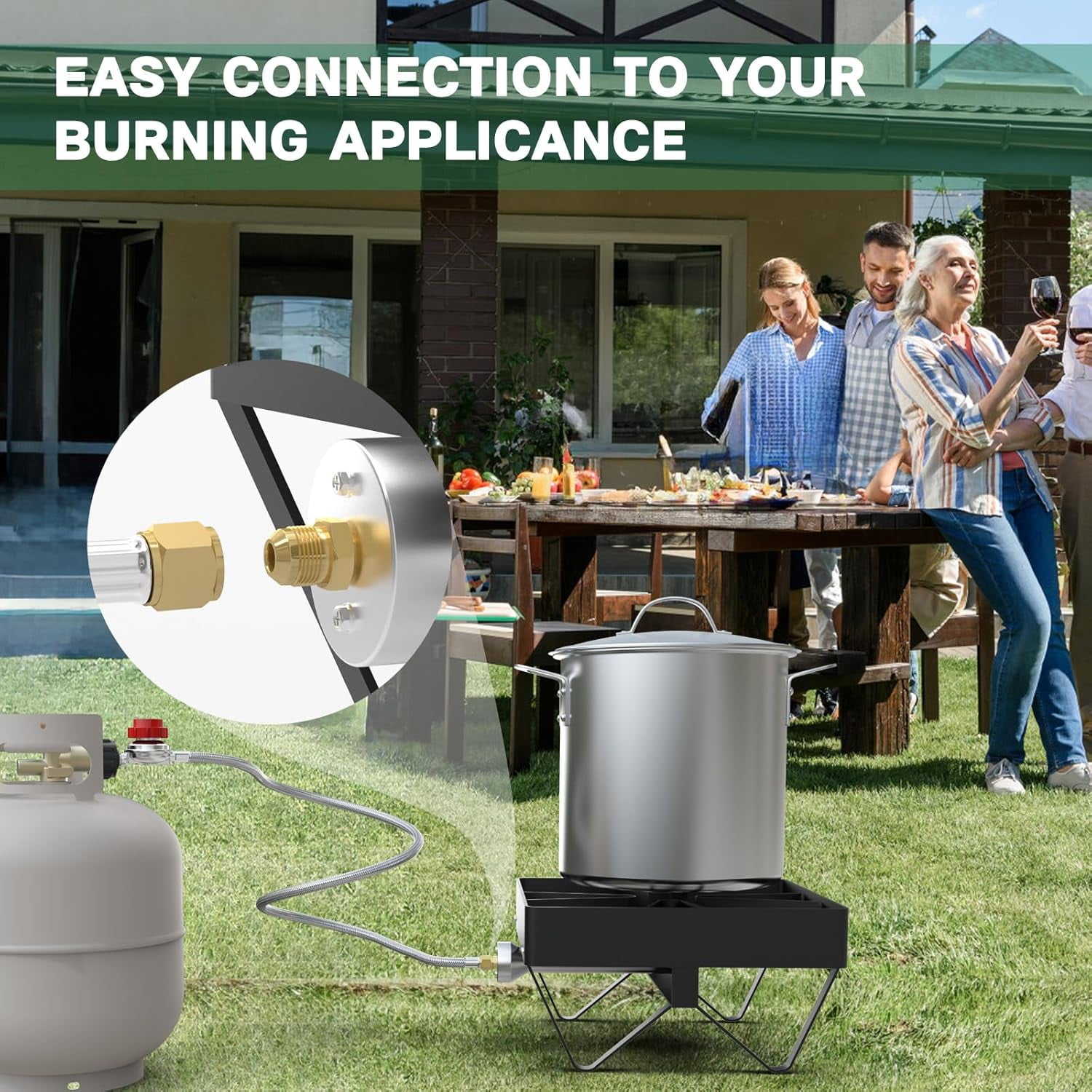 4FT 0-30 PSI Adjustable High Pressure Propane Regulator 30 psi Regulator Stainless Braided Propane Hose QCC1/Type1 Hose with 3/8 Flare x 1/8 MNPT Fits for LP Gas Cooker, Burner, Turkey Fryer, Smoker