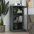 thumbnail image 4 of Palace Imports 100% Solid Wood 3-shelf Bookcase with Adjustable Shelves and Frosted Glass Door, Gray, 4 of 6