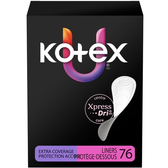 Kotex Daily Wrapped Liners, Light Absorbency, Extra Coverage, 76 Count