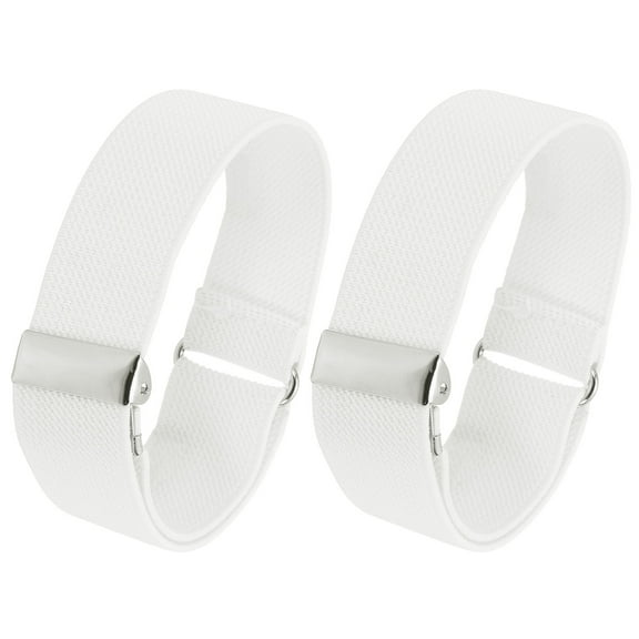 Anti-Slip Sleeve Garter Elastic Shirt Sleeve Holders for Men Women, White 2 Pack/1 Pair